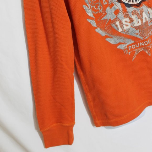 NAUTICA JEANS CO. Orange Thermal Shirt Size Large Long Sleeve Crew Neck Embossed - Picture 8 of 10